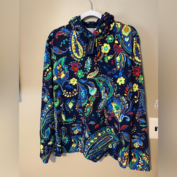 Polo Ralph Lauren Men’s Paisley Jersey Hooded Long Sleeve NWT - Picture 2 of 8